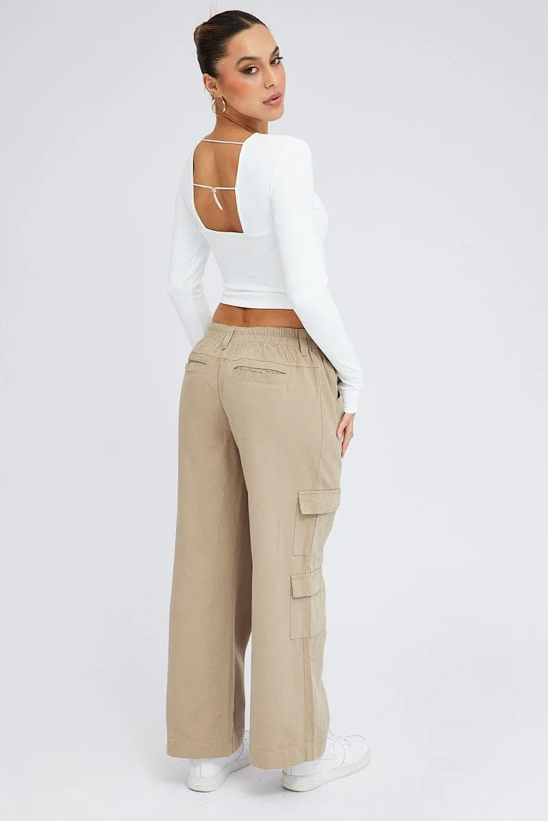 Beige Cargo Pants Mid Rise sold by Ally Fashion product image thumbnail 5