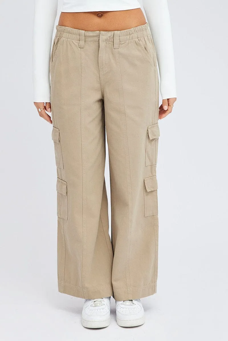 Beige Cargo Pants Mid Rise sold by Ally Fashion product image thumbnail 2