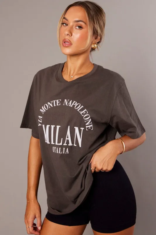Grey Graphic Tee Short Sleeve sold by Ally Fashion