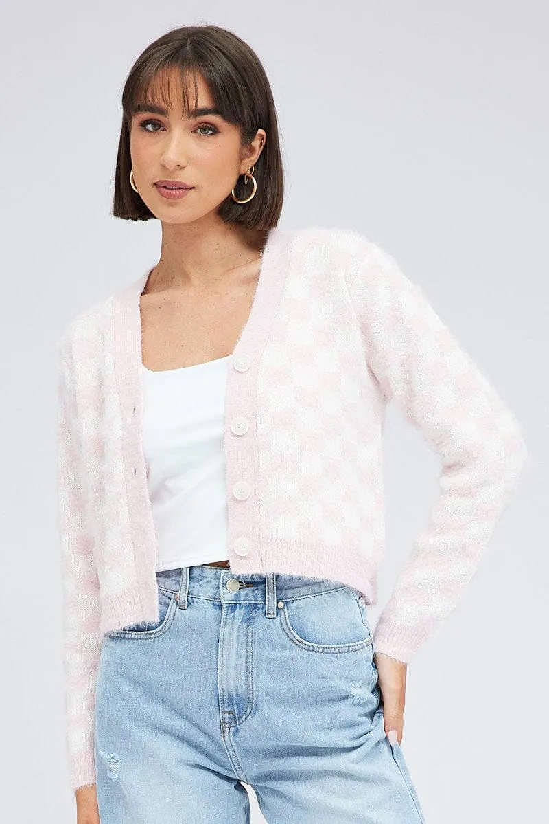 Print Knit Cardigan Long Sleeve Crop V-Neck sold by Ally Fashion product image thumbnail 3