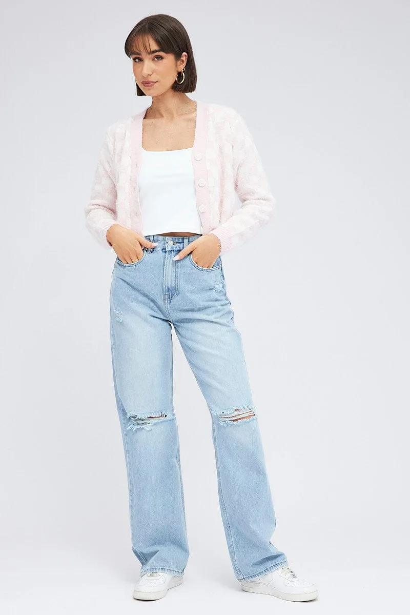 Print Knit Cardigan Long Sleeve Crop V-Neck sold by Ally Fashion product image thumbnail 2