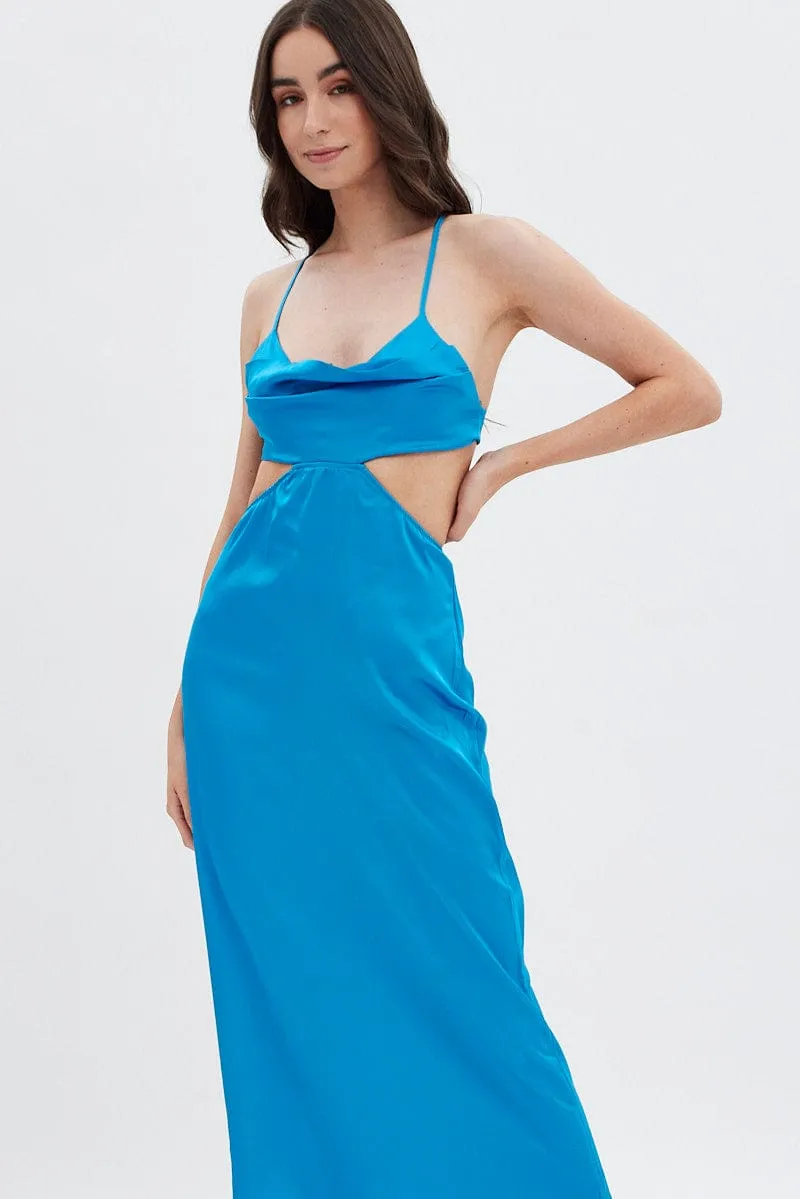 Blue Cowl Neck Cutout Midi Dress sold by Ally Fashion product image thumbnail 2