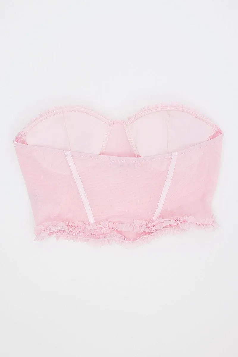 Pink Mesh Corset Top Lingerie sold by Ally Fashion product image thumbnail 3