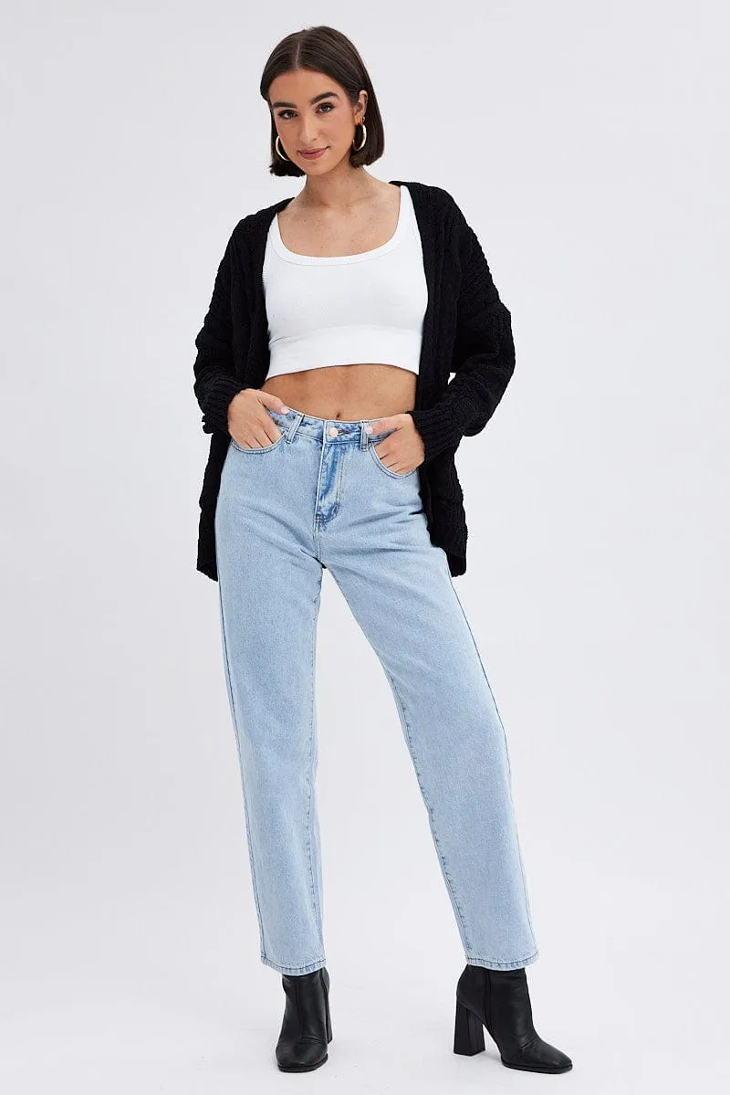 Black Longline Cable Knit Cardigan sold by Ally Fashion product image thumbnail 2