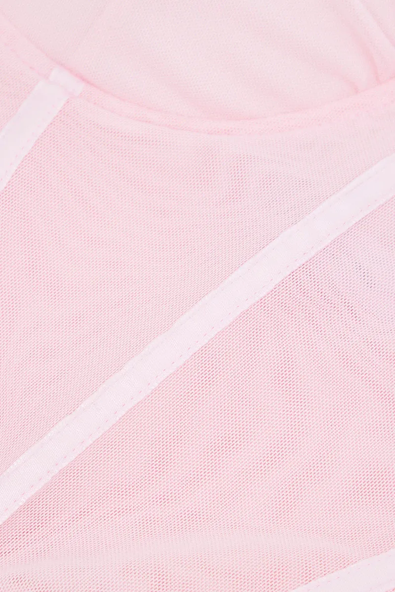 Pink Mesh Corset Top Lingerie sold by Ally Fashion product image thumbnail 4