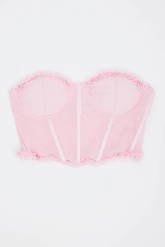 Pink Mesh Corset Top Lingerie sold by Ally Fashion