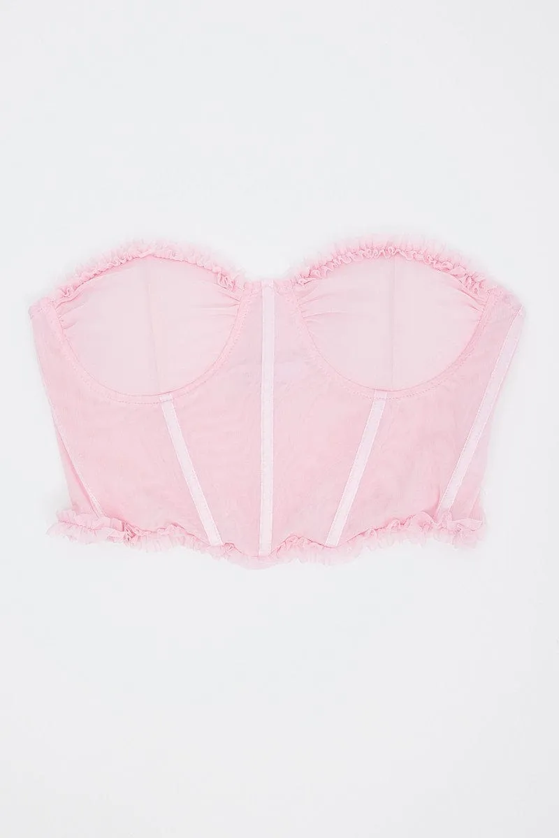 Pink Mesh Corset Top Lingerie sold by Ally Fashion