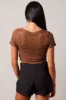 Brown Crop Top Short Sleeve Textured sold by Ally Fashion