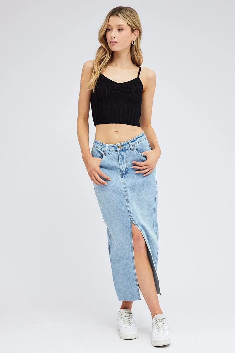 Black Knit Tank Top sold by Ally Fashion product image thumbnail 2