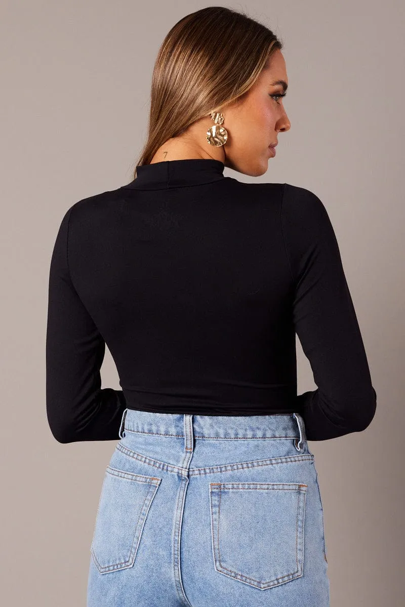 Black Bodysuit Long Sleeve High Neck Supersoft sold by Ally Fashion product image thumbnail 4