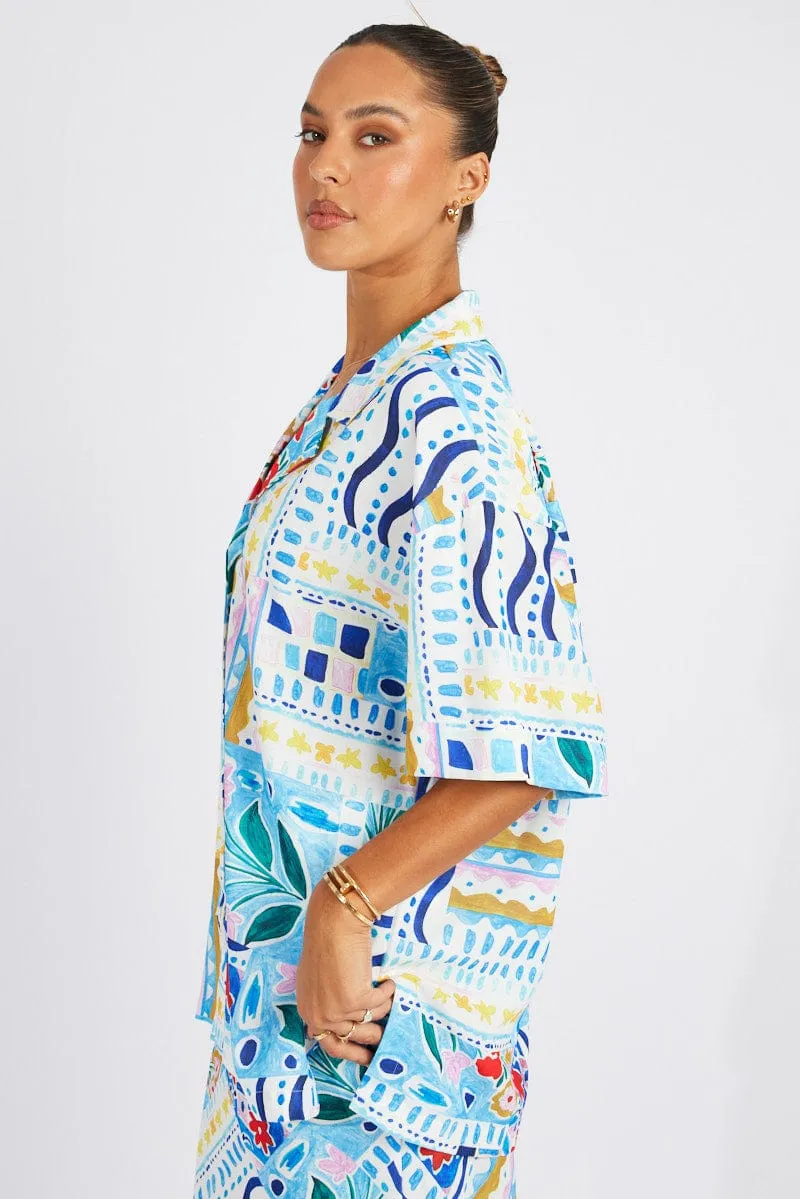 Multi Abstract Shirt Short Sleeve sold by Ally Fashion product image thumbnail 4