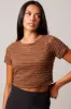 Brown Crop Top Short Sleeve Textured sold by Ally Fashion