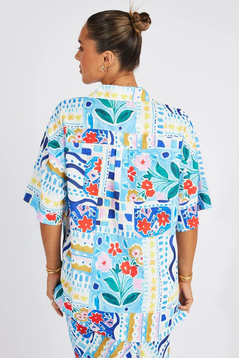 Multi Abstract Shirt Short Sleeve sold by Ally Fashion product image thumbnail 5