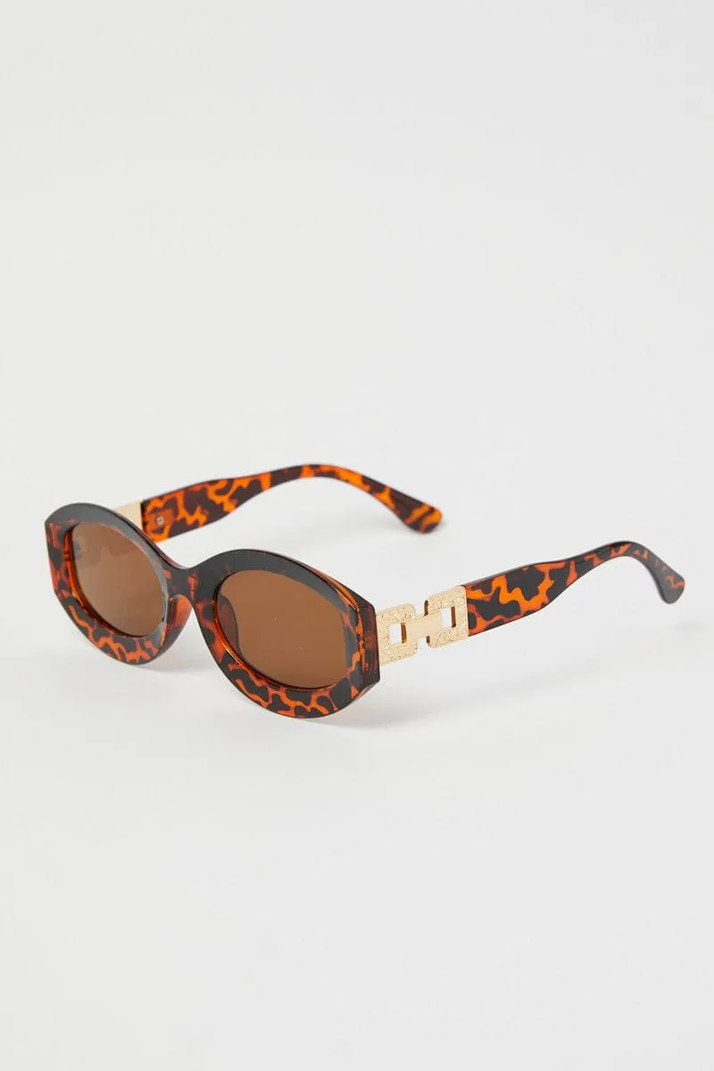 Brown Fashion Sunglasses Gold Hardwear Detail sold by Ally Fashion product image thumbnail 3