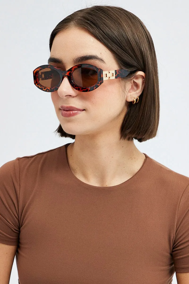 Brown Fashion Sunglasses Gold Hardwear Detail sold by Ally Fashion product image thumbnail 4