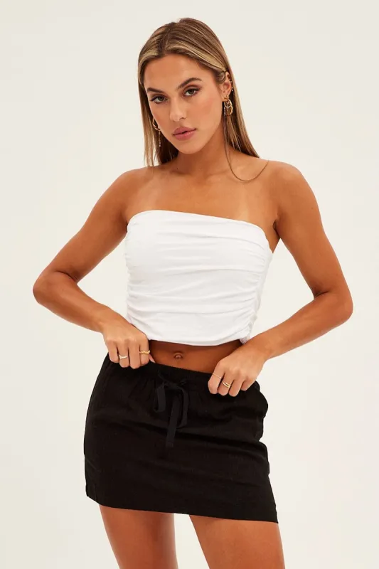 Black Mini Skirt High Rise Linen Blend sold by Ally Fashion