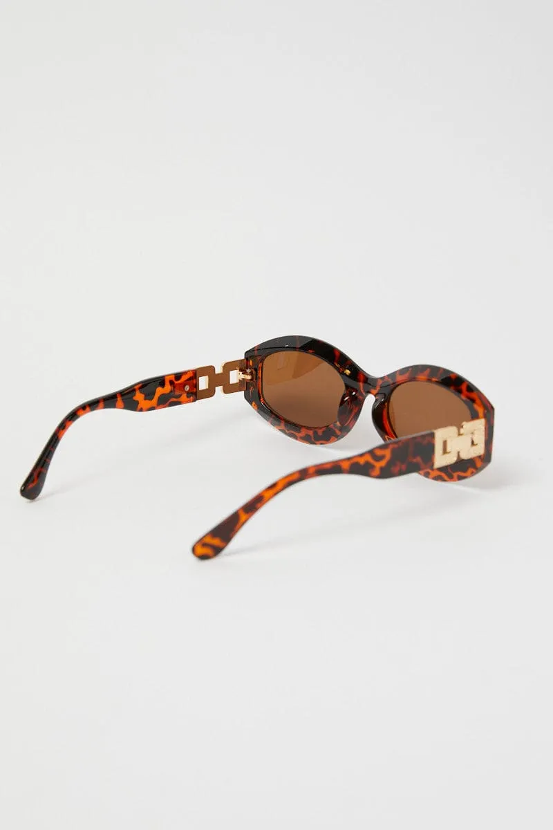 Brown Fashion Sunglasses Gold Hardwear Detail sold by Ally Fashion product image thumbnail 5