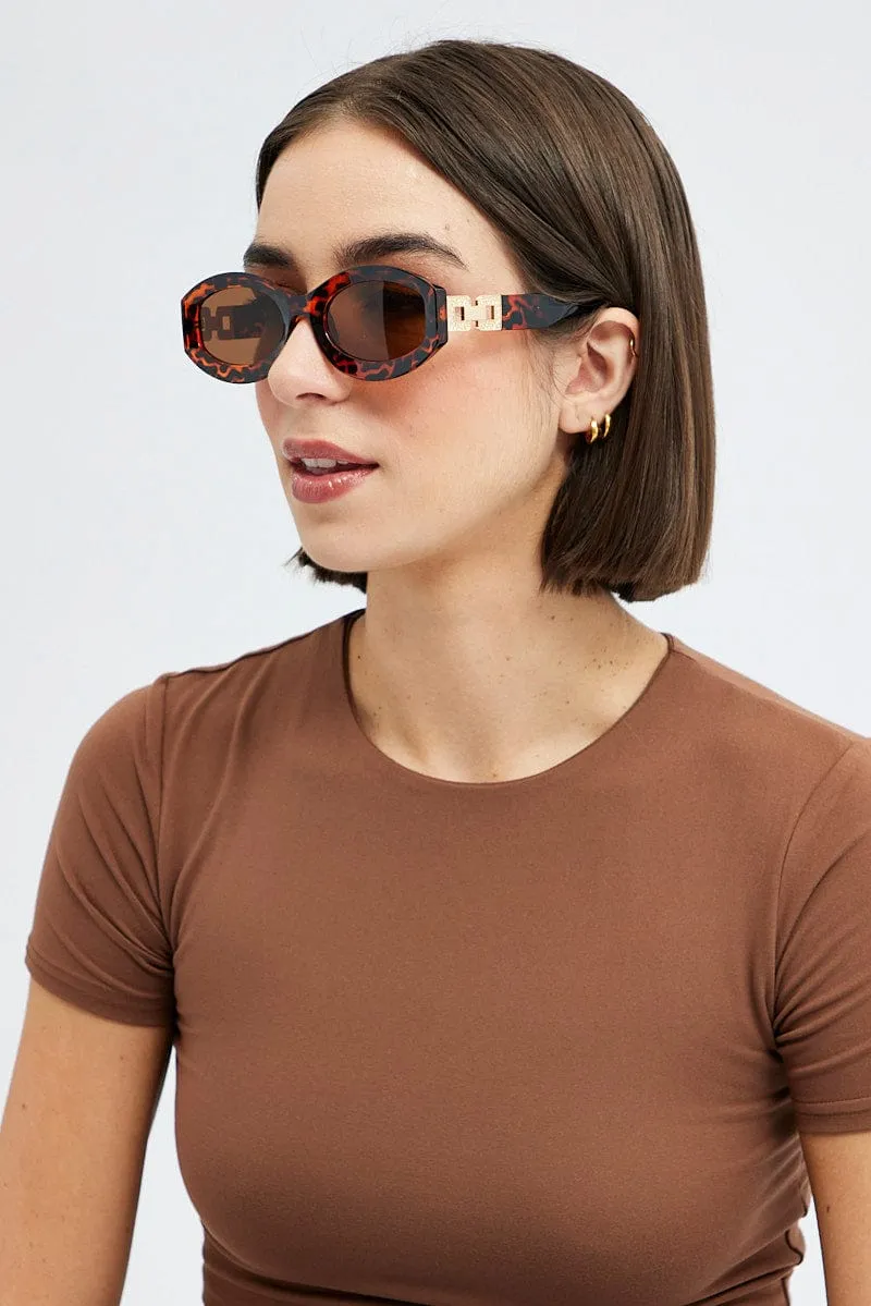 Brown Fashion Sunglasses Gold Hardwear Detail sold by Ally Fashion product image thumbnail 2