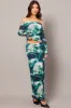 Green Abstract Midi Skirt High Rise Mesh sold by Ally Fashion