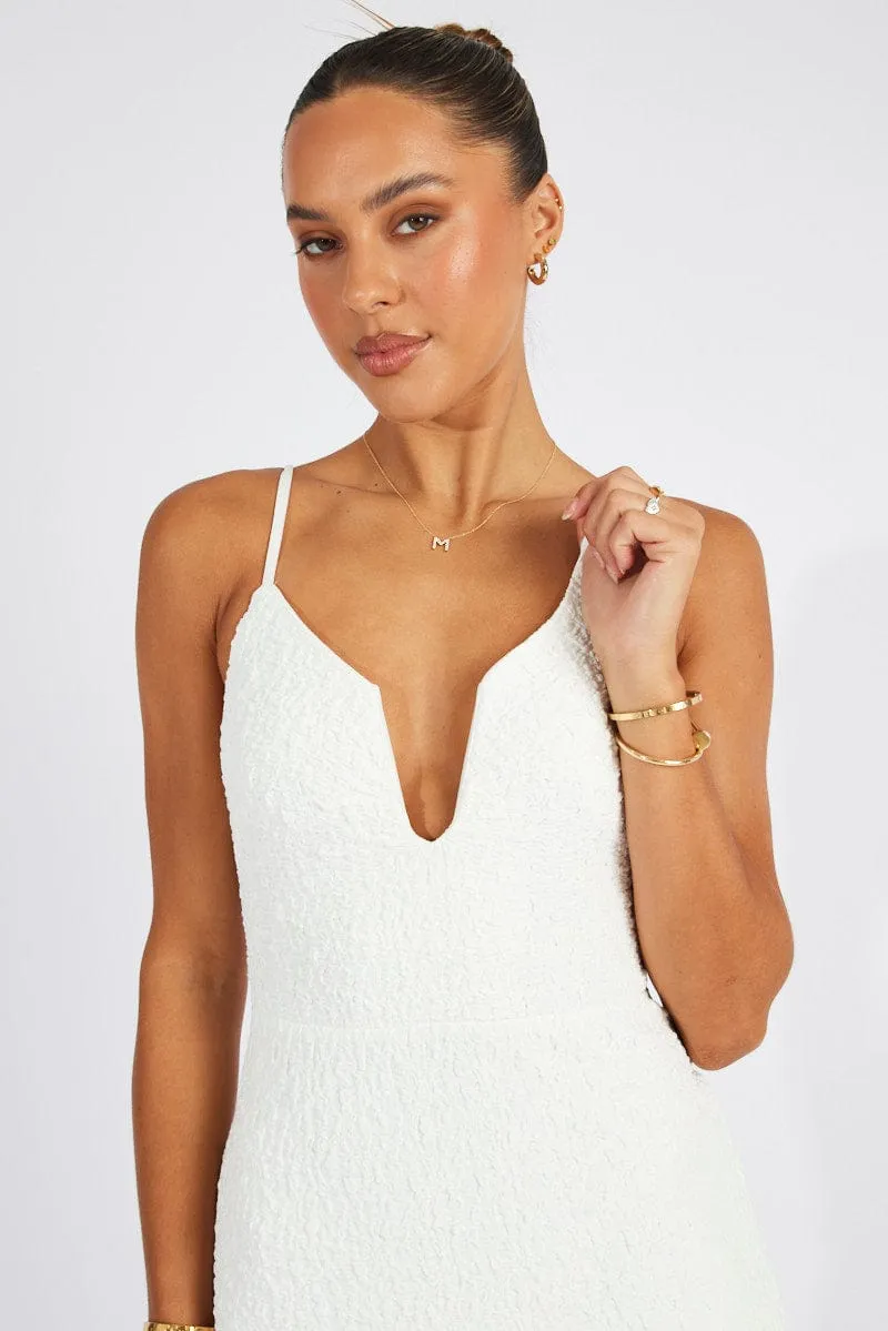 White Bodycon Dress Strappy Textured Fabric sold by Ally Fashion product image thumbnail 3