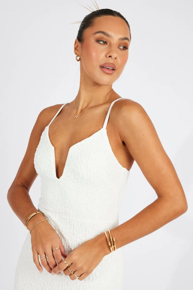 White Bodycon Dress Strappy Textured Fabric sold by Ally Fashion