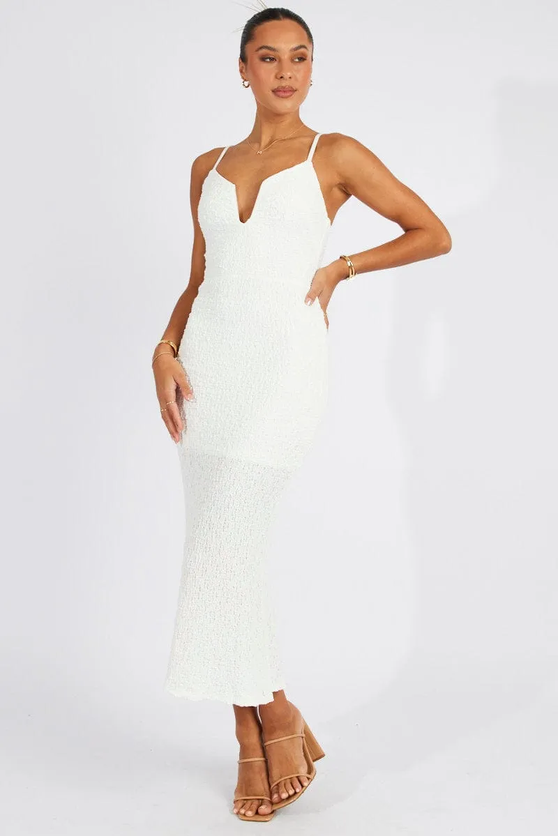 White Bodycon Dress Strappy Textured Fabric sold by Ally Fashion product image thumbnail 2