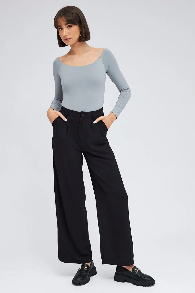 Grey Supersoft Bodysuit Long Sleeve Offshoulder sold by Ally Fashion product image thumbnail 3