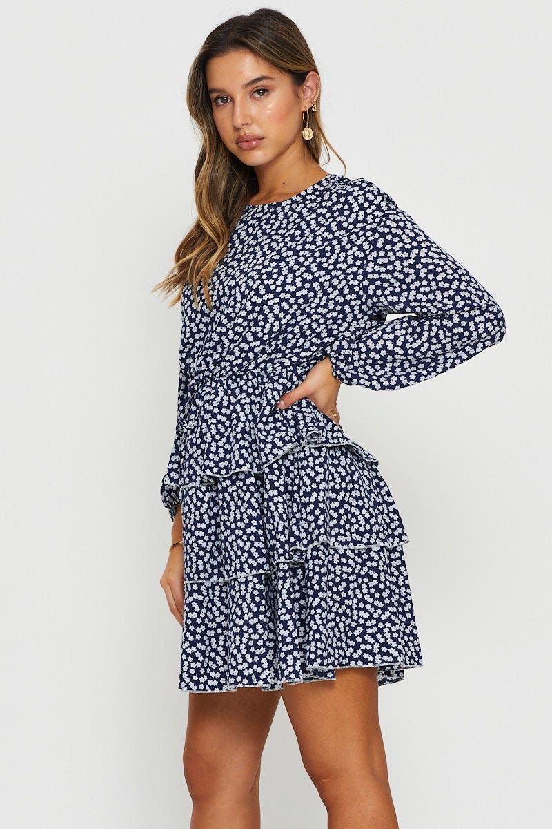 Print Mini Dress Long Sleeve sold by Ally Fashion product image thumbnail 3