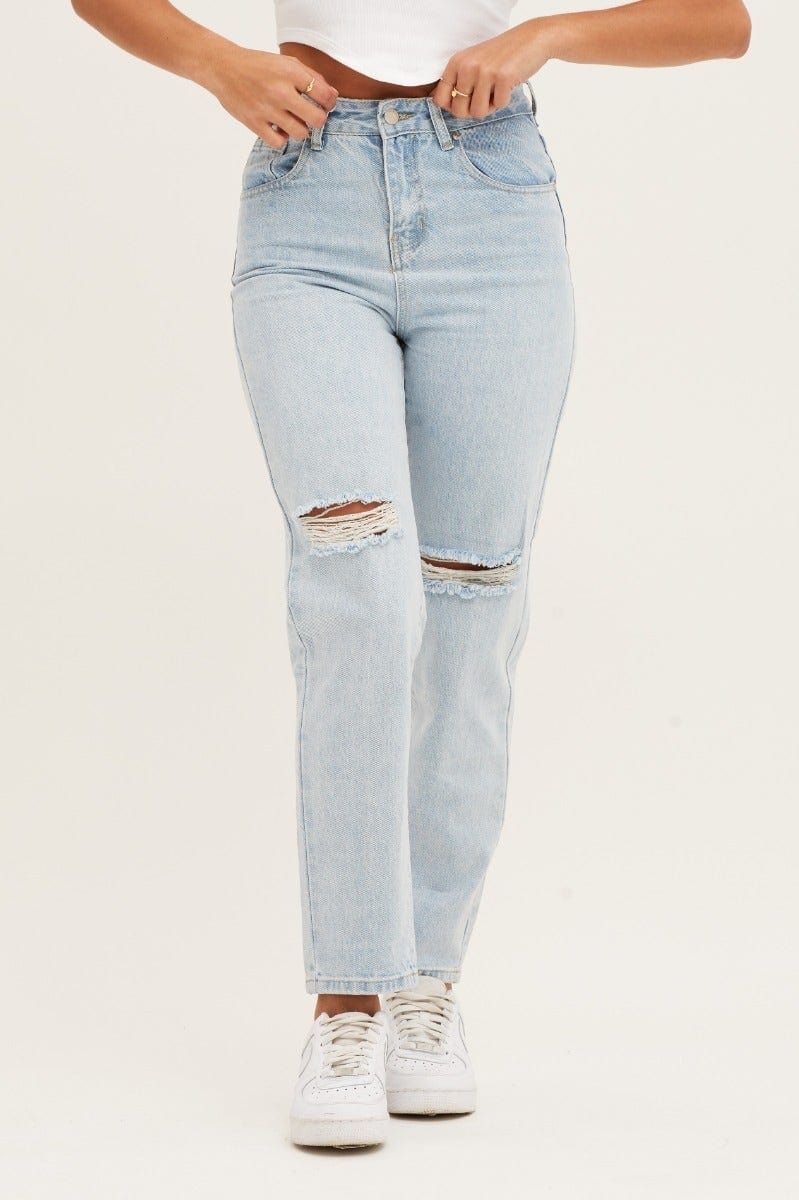Blue High Rise Mom Denim Jeans sold by Ally Fashion product image thumbnail 3