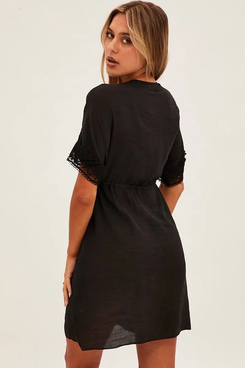 Black Tie Front Lace Kimono sold by Ally Fashion product image thumbnail 5