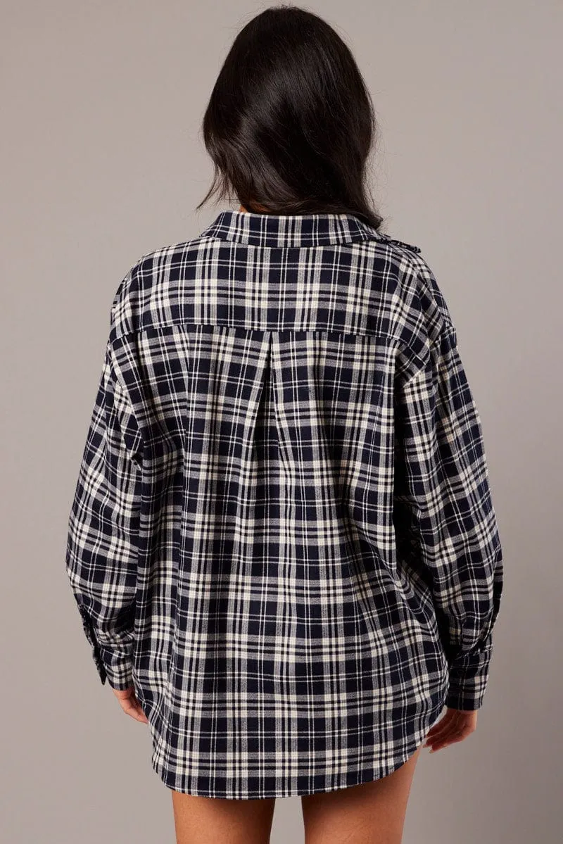 Blue Check Relaxed Shirt Long Sleeve sold by Ally Fashion product image thumbnail 5