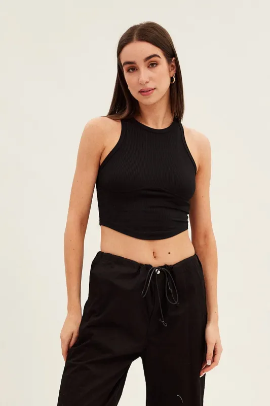 Black Basic Jersey Top sold by Ally Fashion