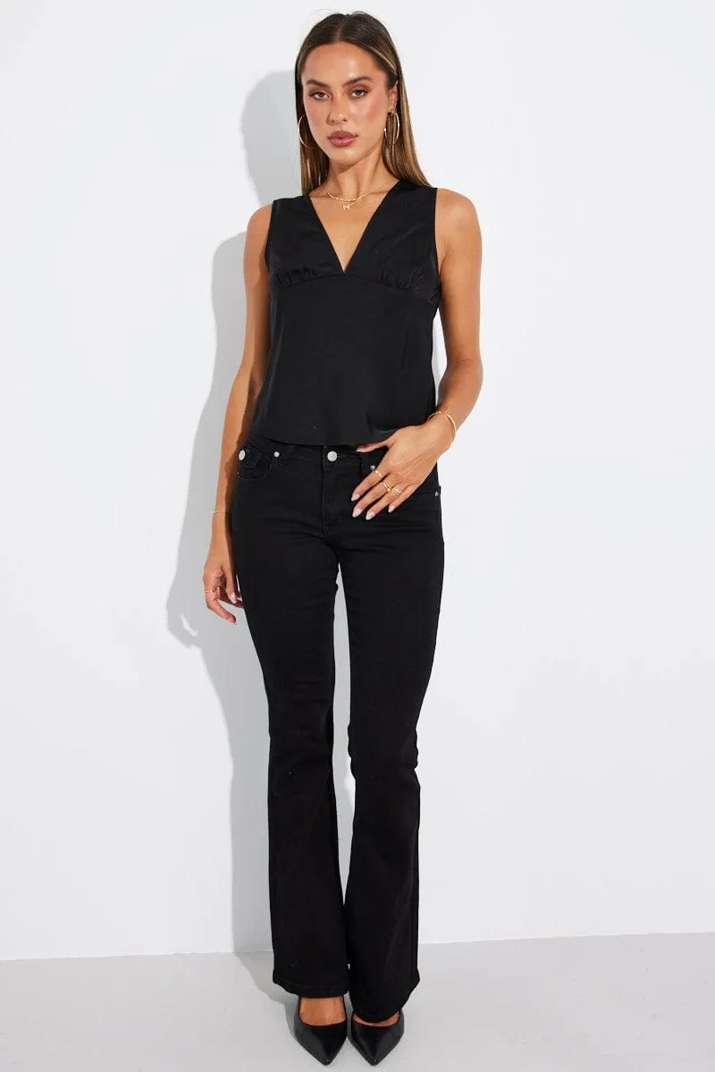 Black Satin V Neck Top Sleeveless sold by Ally Fashion product image thumbnail 2