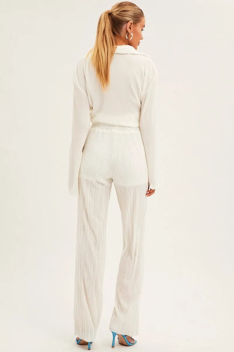 White Plisse Pants Wide Leg sold by Ally Fashion product image thumbnail 5