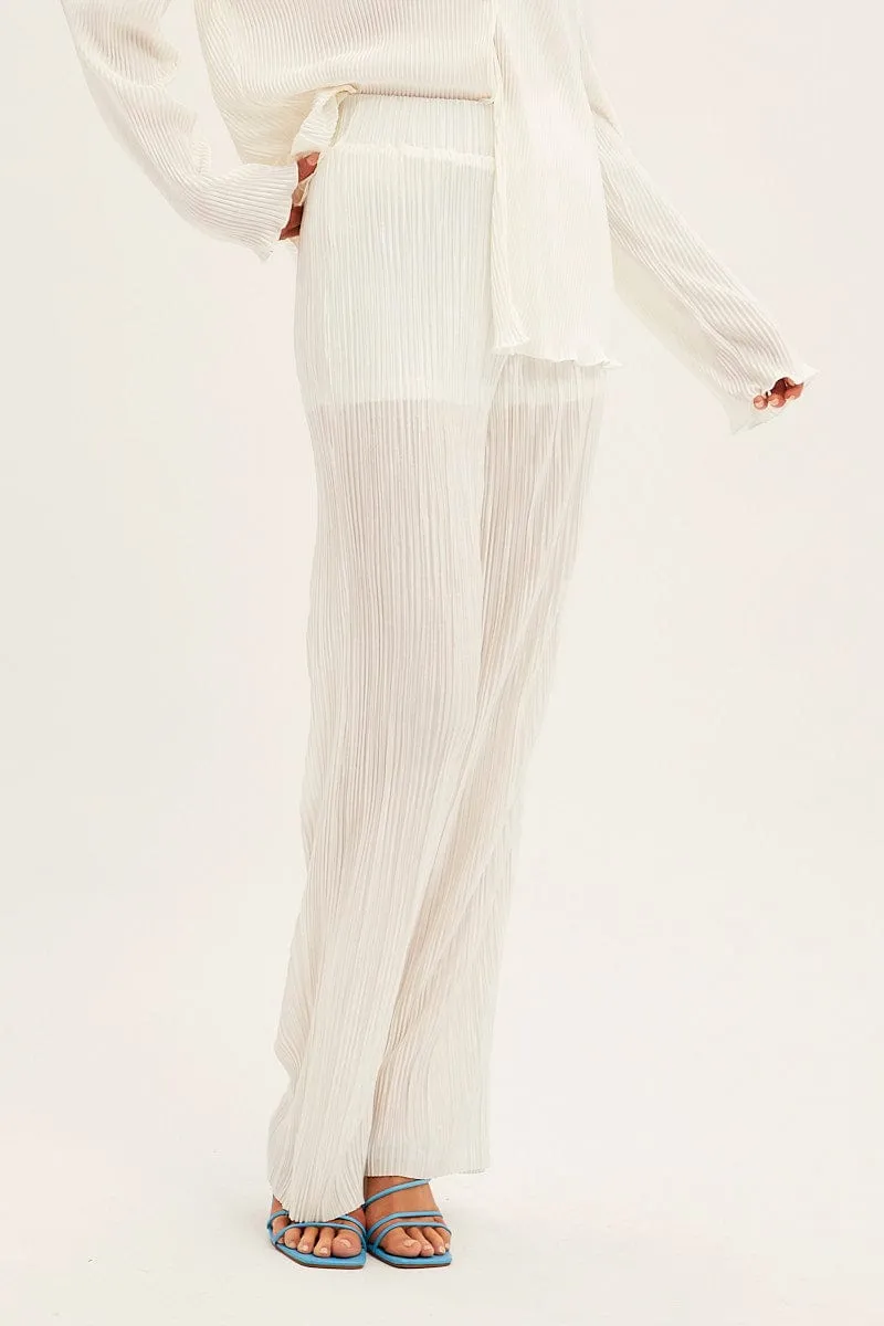White Plisse Pants Wide Leg sold by Ally Fashion product image thumbnail 2