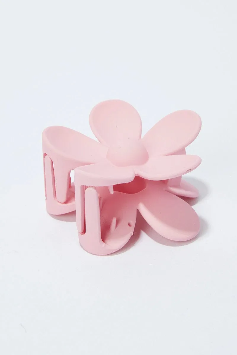 Pink Flower Hair Claw sold by Ally Fashion