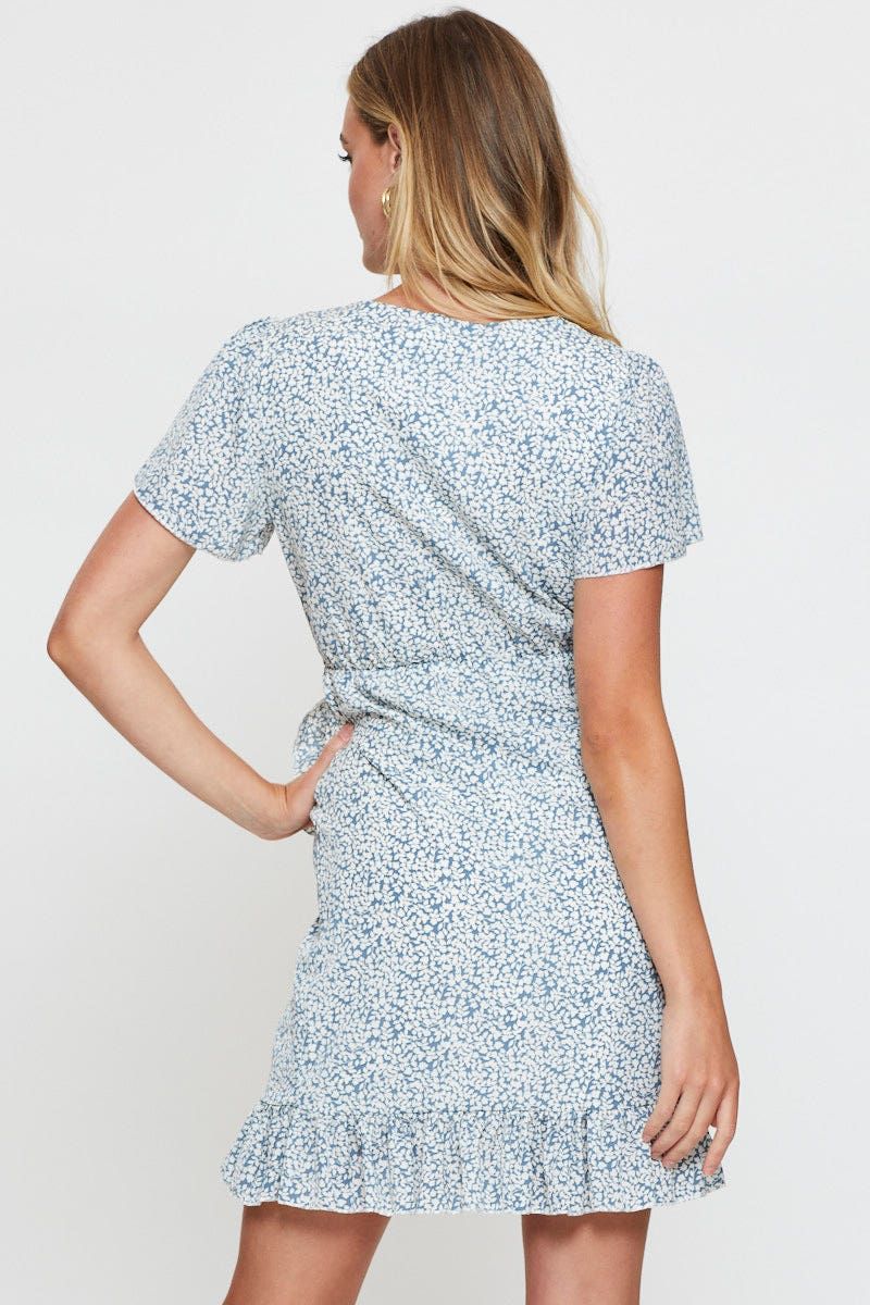 Print Wrap Dress Short Sleeve V Neck sold by Ally Fashion product image thumbnail 5