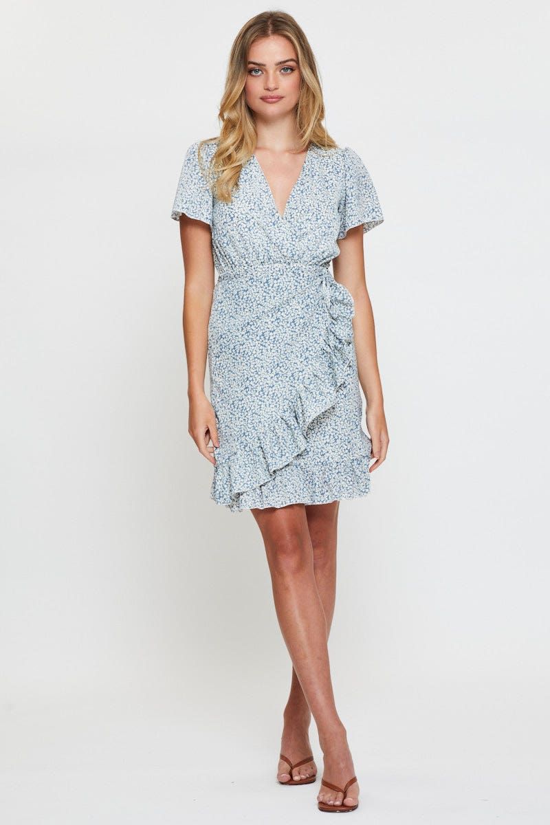 Print Wrap Dress Short Sleeve V Neck sold by Ally Fashion product image thumbnail 2