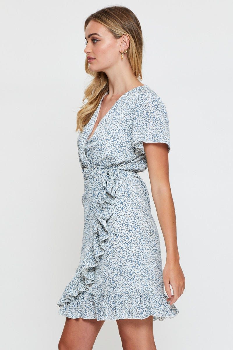 Print Wrap Dress Short Sleeve V Neck sold by Ally Fashion product image thumbnail 4