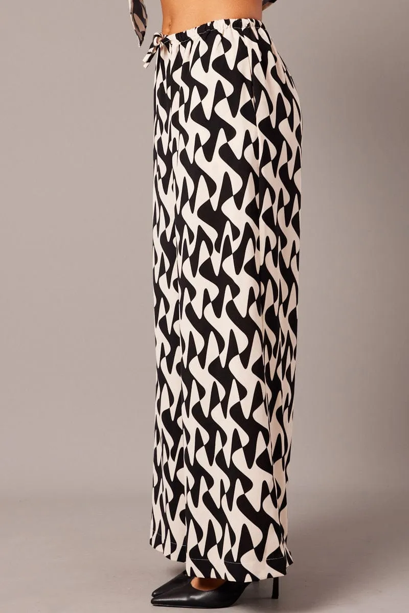 Black Geo Wide Leg Pants High Rise sold by Ally Fashion product image thumbnail 4