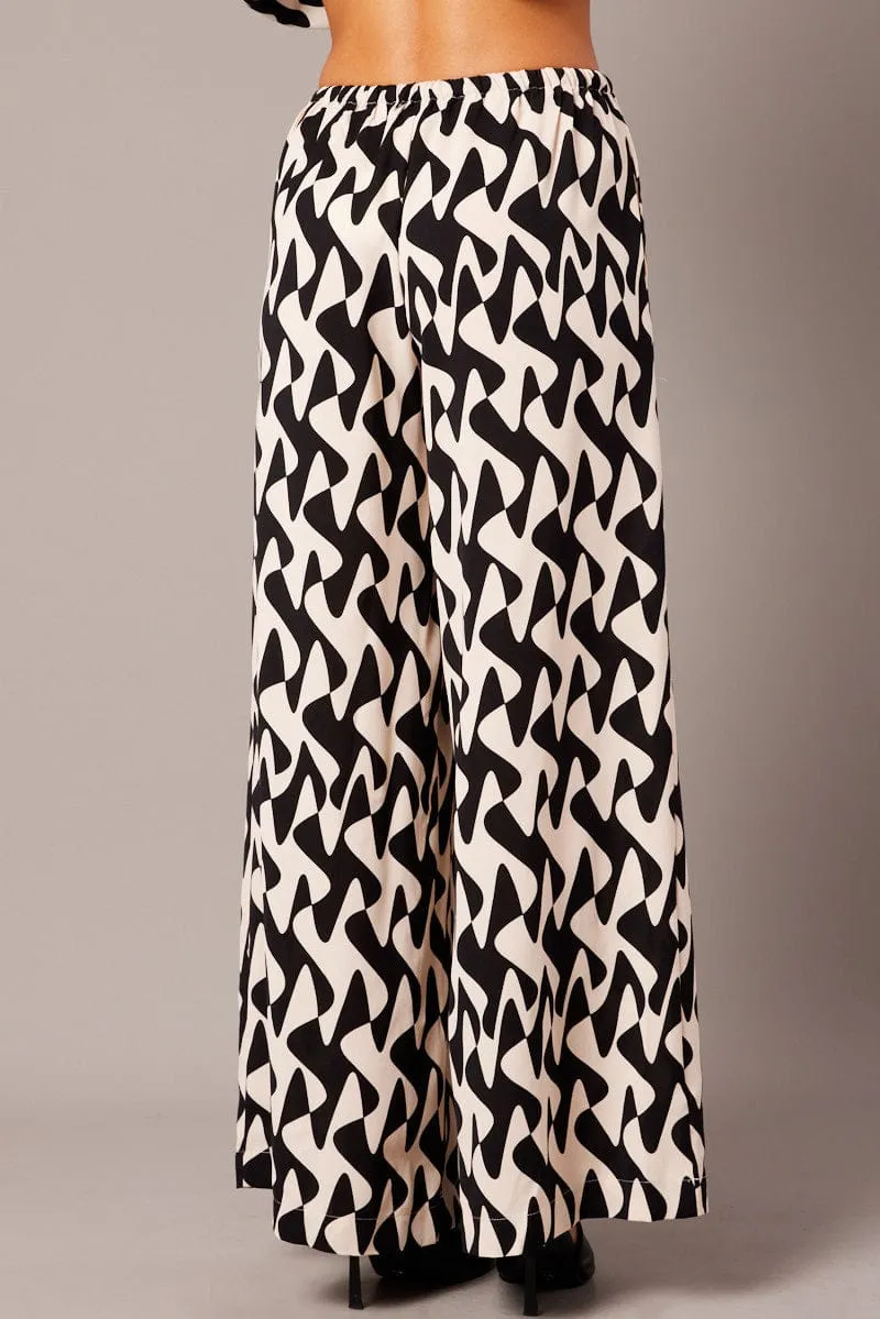 Black Geo Wide Leg Pants High Rise sold by Ally Fashion product image thumbnail 5