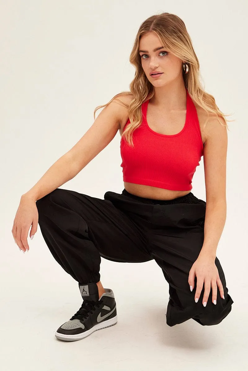 Red Halter Top Round Neck Seamless sold by Ally Fashion