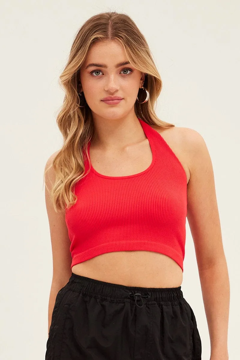 Red Halter Top Round Neck Seamless sold by Ally Fashion product image thumbnail 3