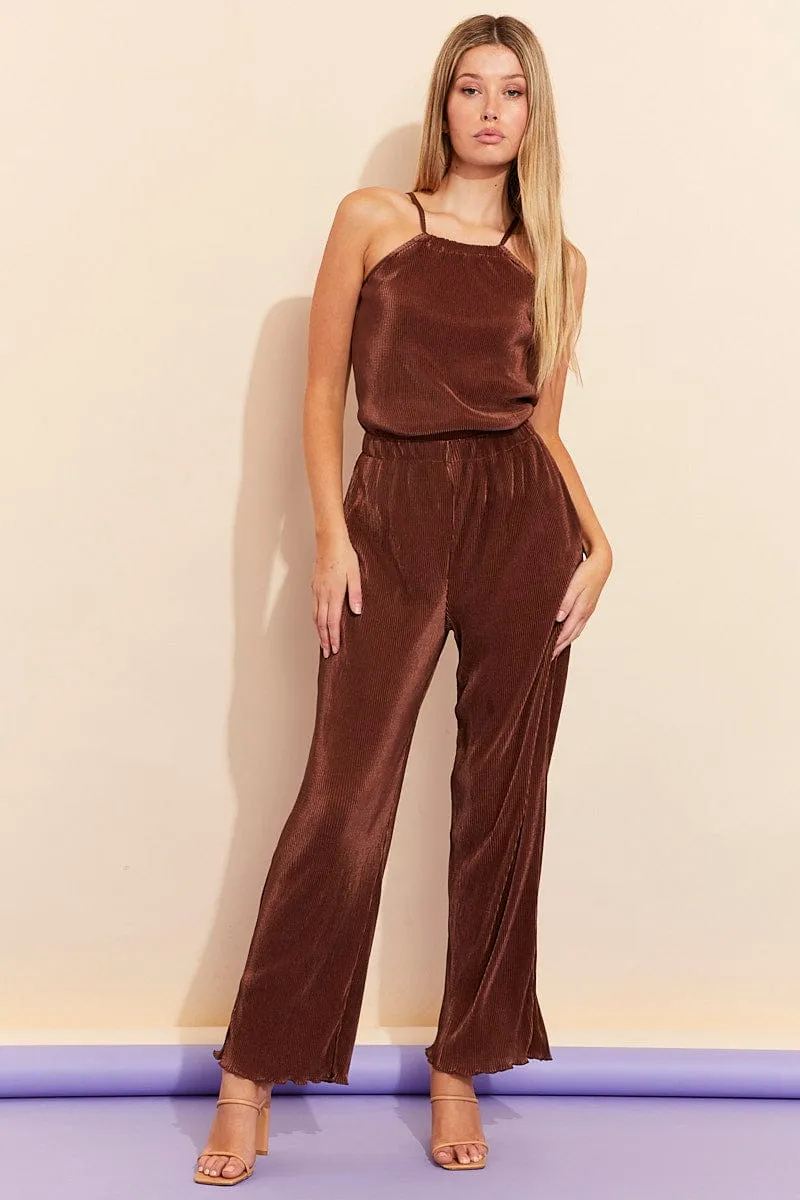 Brown Plisse Pants sold by Ally Fashion product image thumbnail 3