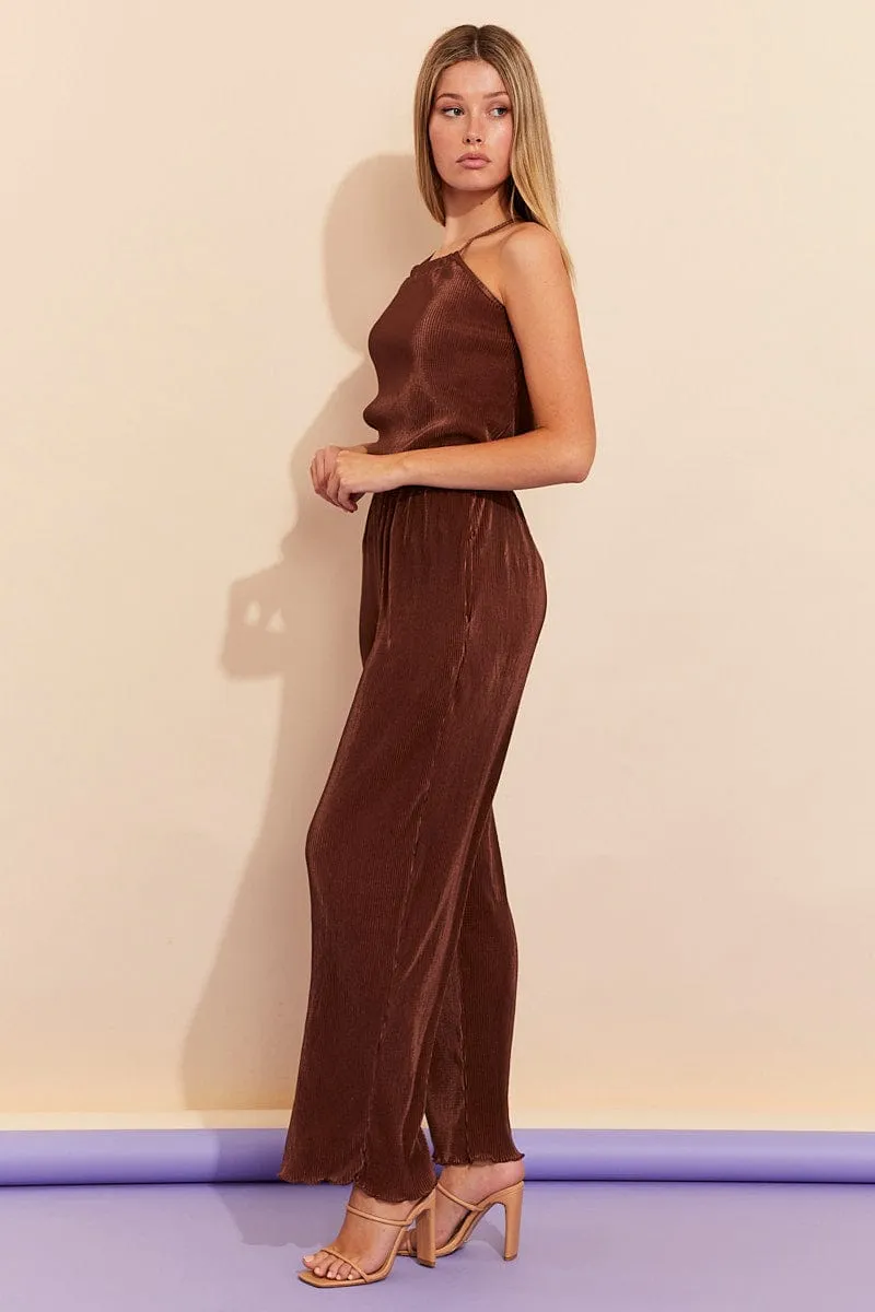 Brown Plisse Pants sold by Ally Fashion product image thumbnail 4