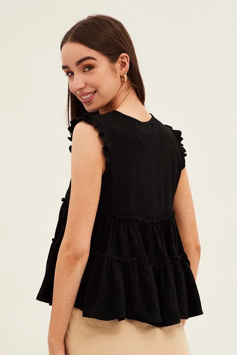 Black Ruffle Tiered Top sold by Ally Fashion product image thumbnail 5