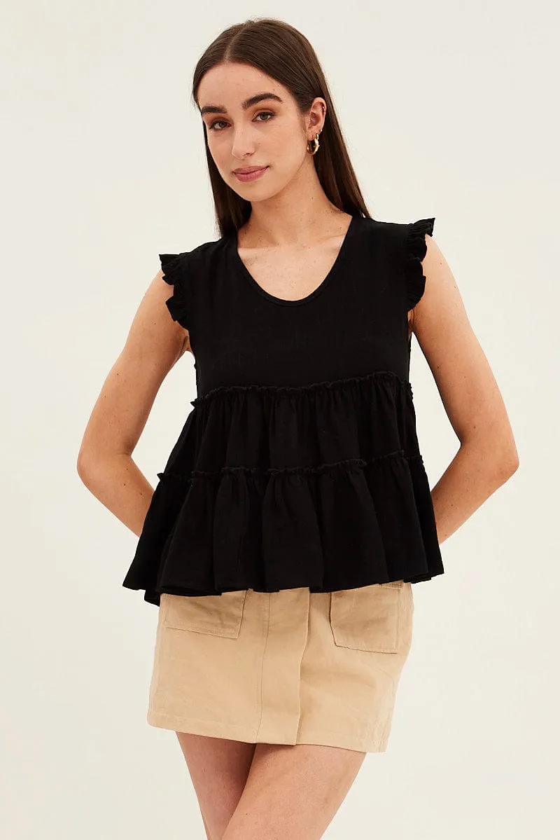 Black Ruffle Tiered Top sold by Ally Fashion product image thumbnail 3