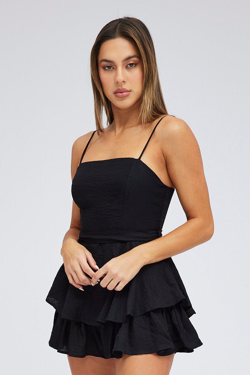 Black Ruffle Playsuit Sleeveless sold by Ally Fashion product image thumbnail 3