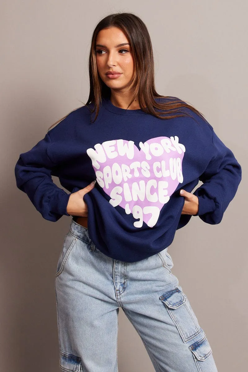 Blue Graphic Sweat Long Sleeve sold by Ally Fashion product image thumbnail 3