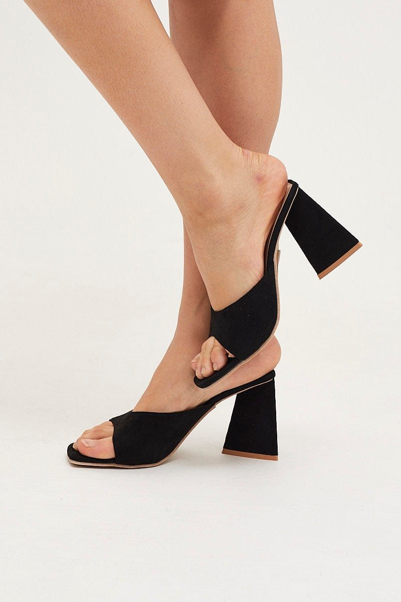 Black Suede Square Toe High Heeled Mule Sandal sold by Ally Fashion product image thumbnail 2